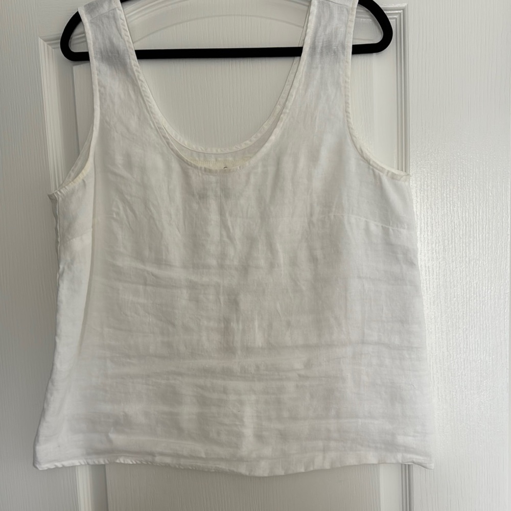 notPERFECTLINEN White Linen Tank Top